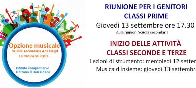 Per i genitori dell’OPZIONE MUSICALE Per i genitori dell’OPZIONE MUSICALE